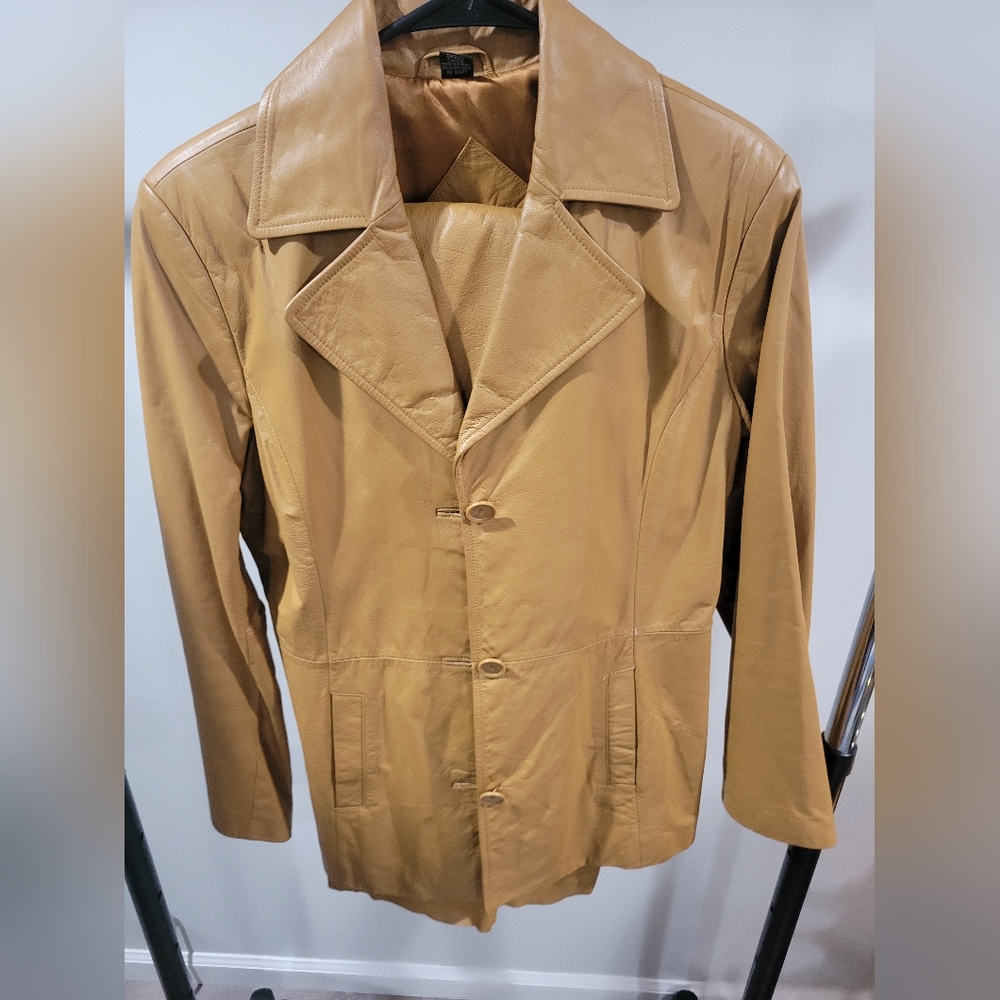 Camel leather suit, jacket and pants